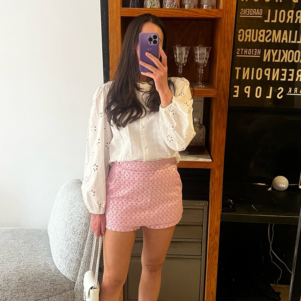 Maje Jacquard skirt-effect shorts